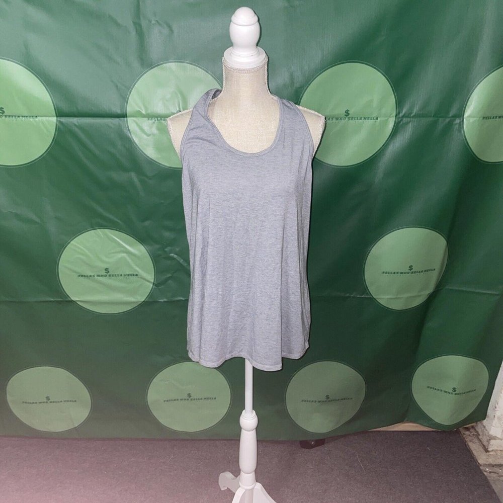 ATHLETA criss cross back flowy tank in LIGHT HEATHER GREY sz X-LARGE - VGUC